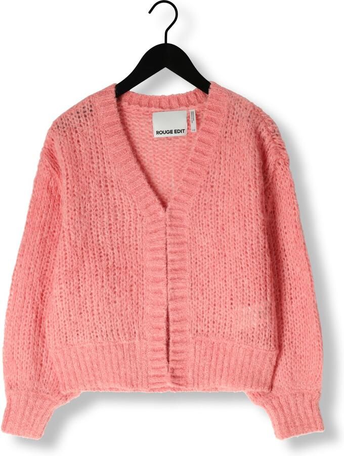 ROUGE EDIT Dames Truien & Vesten Roubanu Ls Open Cardigan Roze