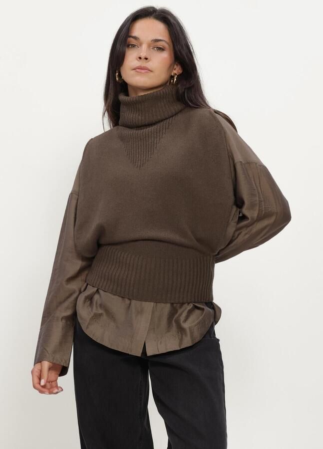 ROUGE EDIT Dames Truien & Vesten Roucleo Roll Neck Knit Vest pf Bruin