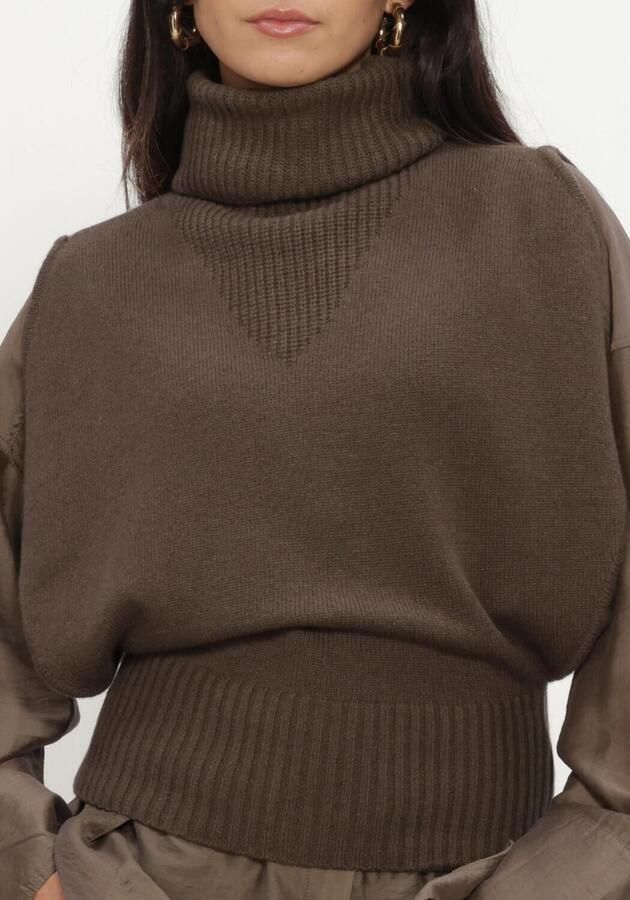 ROUGE EDIT Dames Truien & Vesten Roucleo Roll Neck Knit Vest pf Bruin - Foto 3