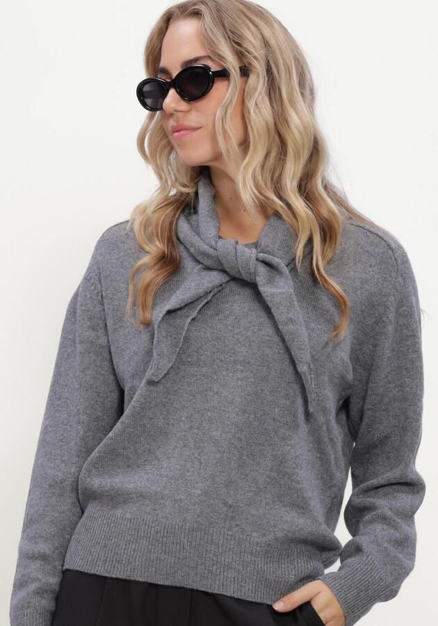 ROUGE EDIT Dames Truien & Vesten Roukate L s V-neck Knit 1 Grijs - Foto 3