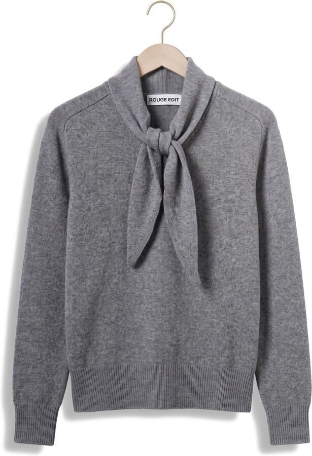 ROUGE EDIT Dames Truien & Vesten Roukate L s V-neck Knit 1 Grijs - Foto 4
