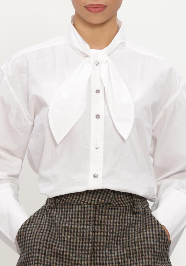 RUBY TUESDAY Dames Blouses Karmel Poplin Shirt With Bow Collar Wit - Foto 4