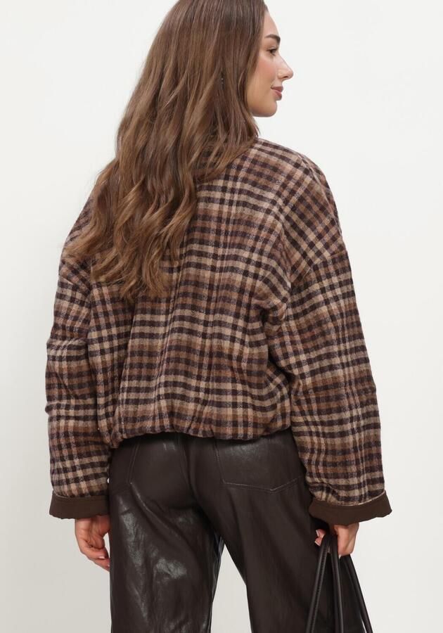 RUBY TUESDAY Dames Jassen Cidore Woolen Check Bomber Jacket Bruin - Foto 3