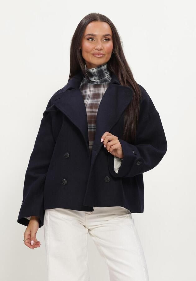RUBY TUESDAY Dames Jassen Matho Short Double Breasted Woolen Coat Donkerblauw