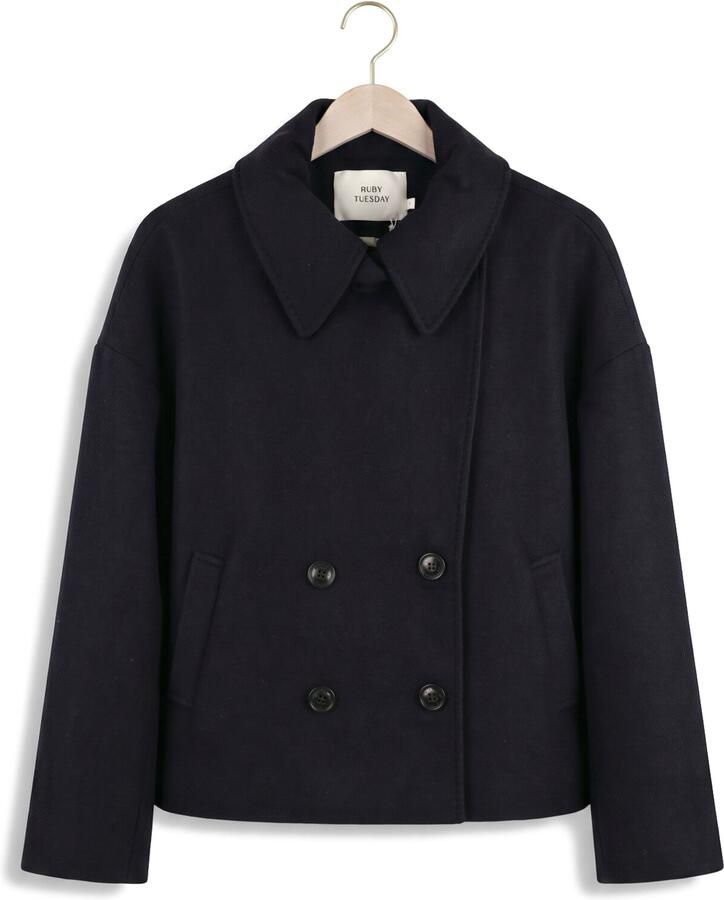 RUBY TUESDAY Dames Jassen Matho Short Double Breasted Woolen Coat Donkerblauw - Foto 2