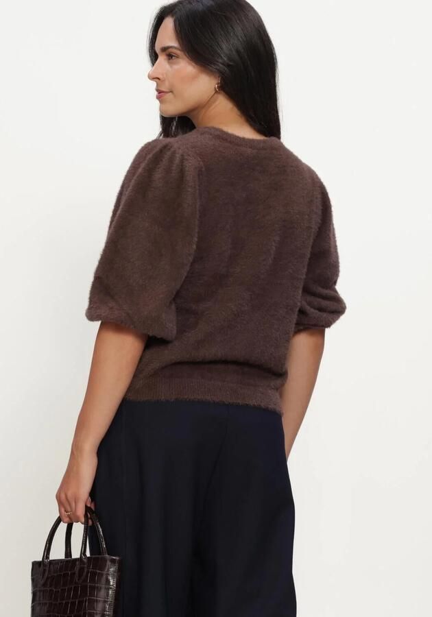 RUBY TUESDAY Dames Truien & Vesten Vivann Short Balloon Sleeve Fluffy Knitted Top Bruin - Foto 3