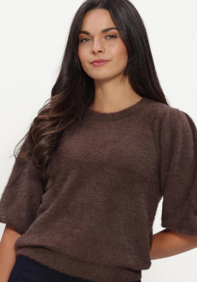 RUBY TUESDAY Dames Truien & Vesten Vivann Short Balloon Sleeve Fluffy Knitted Top Bruin - Foto 4