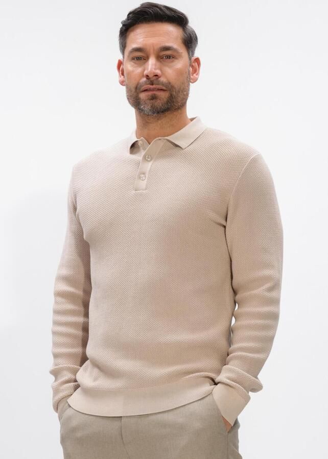 Saint Steve regular polo met ingebreid patroon GUNTHER beige