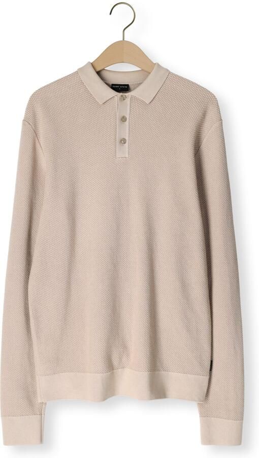 Saint Steve regular polo met ingebreid patroon GUNTHER beige - Foto 4