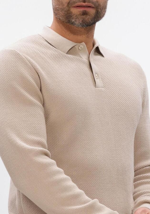Saint Steve regular polo met ingebreid patroon GUNTHER beige - Foto 3