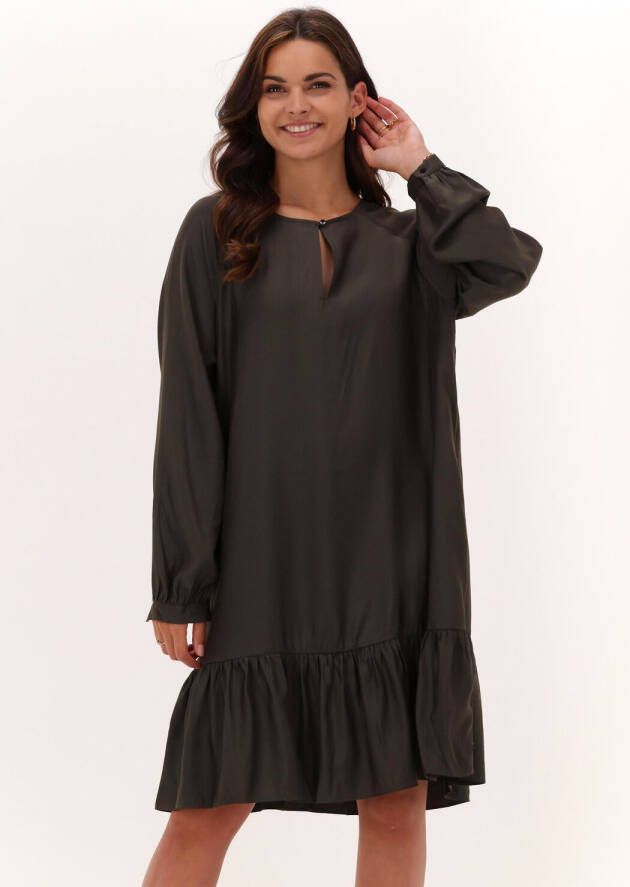 Scotch & Soda Antraciet Mini Jurk Easy Fit Long Sleeve Dress With Smock Details
