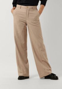 Scotch & Soda Beige Pantalon Edie High Rise Wide-leg Trousers In Structured Quality