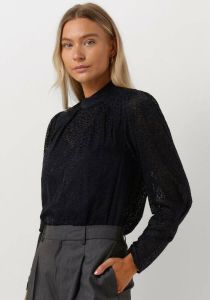 Scotch & Soda Blauwe Blouse Mock Neck Top With Open Back Detail