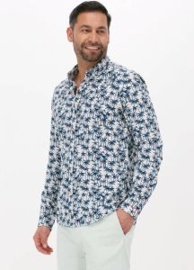 Scotch & Soda Blauwe Casual Overhemd Slim Fit Printed Poplin Shirt