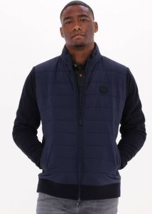 Scotch & Soda Blauwe Gewatteerde Jas Padded Jacket With Knitted Sleeve And Back Panel
