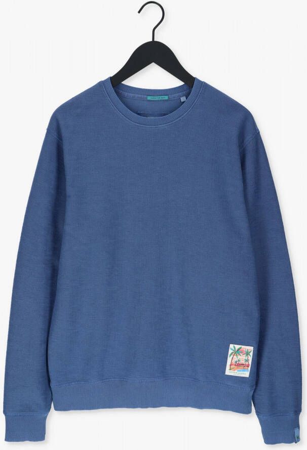 Scotch & Soda Blauwe Sweater Garment-dyed Interlock Felpa Sweatshirt