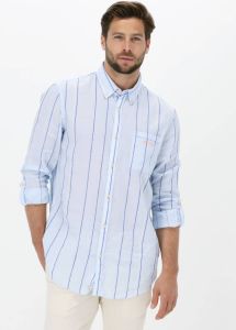 Scotch & Soda Blauw wit Gestreepte Casual Overhemd Regular Fit Yarn Dyed Cotton-linen Blend Shirt
