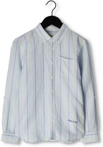 Scotch & Soda Blauw wit Gestreepte Casual Overhemd Yarn Dyed Long Sleeve Linen Shirt