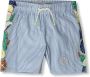 SCOTCH & SODA Jongens Zwemkleding Mid Lenght Placed Print Seersucker Swim Shorts Blauw wit Gestreept - Thumbnail 1