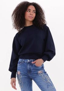 Scotch & Soda Donkerblauwe Sweater Loose Fit Button Shoulder Crewneck