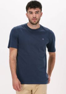 Scotch & Soda Donkerblauwe T-shirt Garment-dyed Crewneck Tee With Embroidery Logo