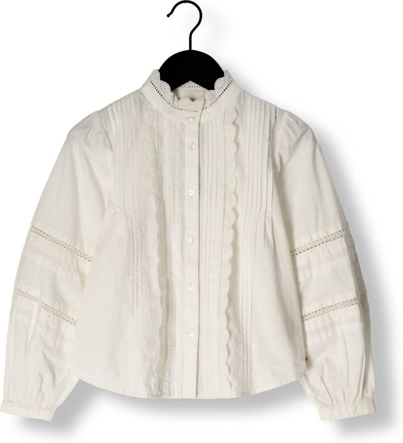 SCOTCH & SODA Meisjes Blouses Long-sleeved Broderie Anglaise Detail Shirt Gebroken Wit