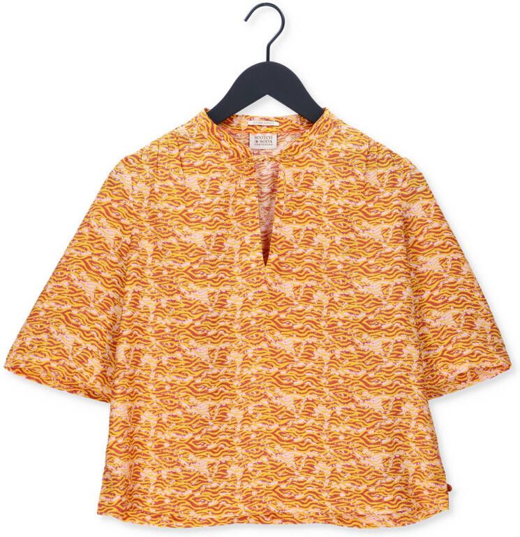 SCOTCH & SODA Dames Blouses Printed Short-sleeved Easy Top Geel