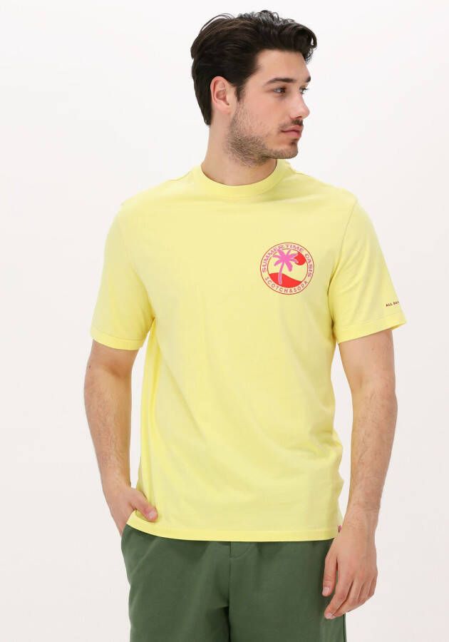 Scotch & Soda Gele T-shirt Logo Graphic Jersey T-shirt In Organic Cotton