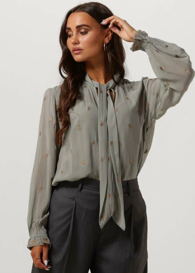 SCOTCH & SODA Dames Blouses Embroidered Top With Tie Neck Grijs