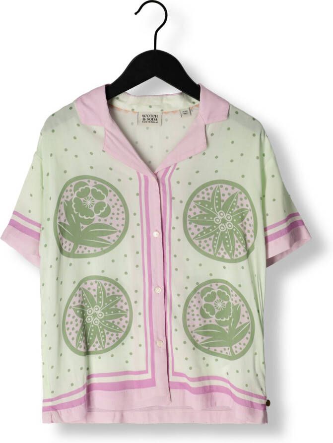 SCOTCH & SODA Meisjes Blouses Placed All Over Printed Short Sleeved Shirt Groen