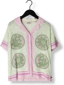 Scotch & Soda Groene Blouse Placed All Over Printed Short Sleeved Shirt
