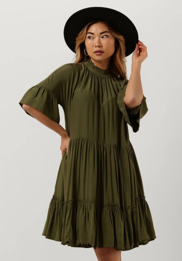 SCOTCH & SODA Dames Jurken Short Dress With Ruffle Sleeve Detail Groen
