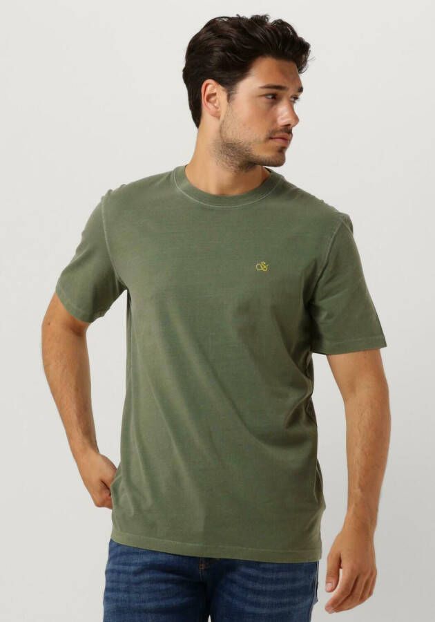 SCOTCH & SODA Heren Polo's & T-shirts Garment Dye Logo T-shirt Groen