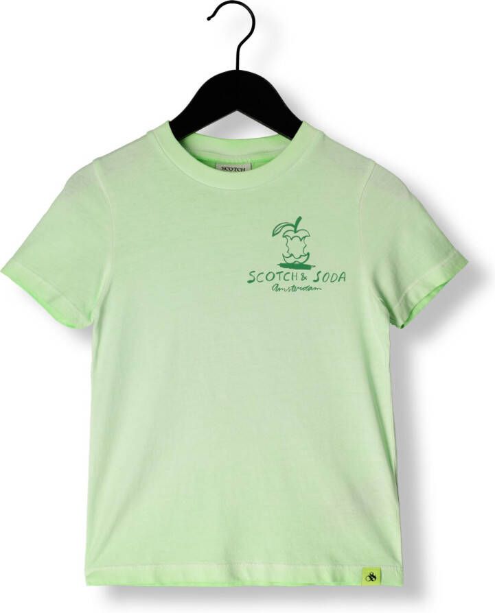 SCOTCH & SODA Jongens Polo's & T-shirts Regular Fit Short Sleeved Washed Artwork Groen