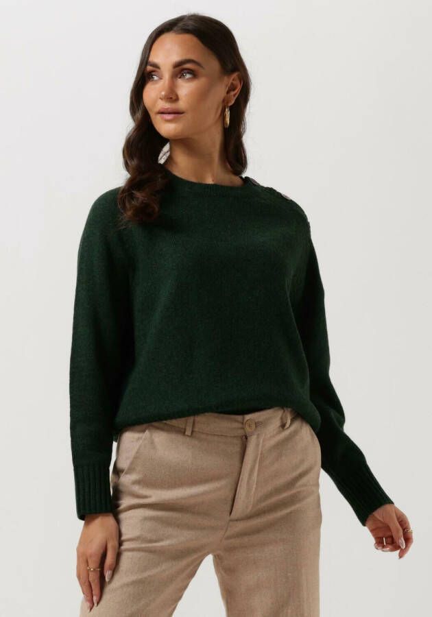 Scotch & Soda Dames Truien & vesten Relaxed Fit Pullover With Button Detail Green Dames