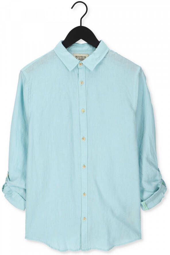 Scotch & Soda Lichtblauwe Casual Overhemd Regular Fit Garment dyed Linen Shirt