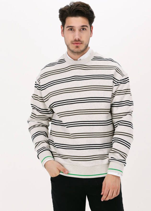 SCOTCH & SODA Heren Truien & Vesten Striped Crew-neck Sweatshirt Lichtgrijs