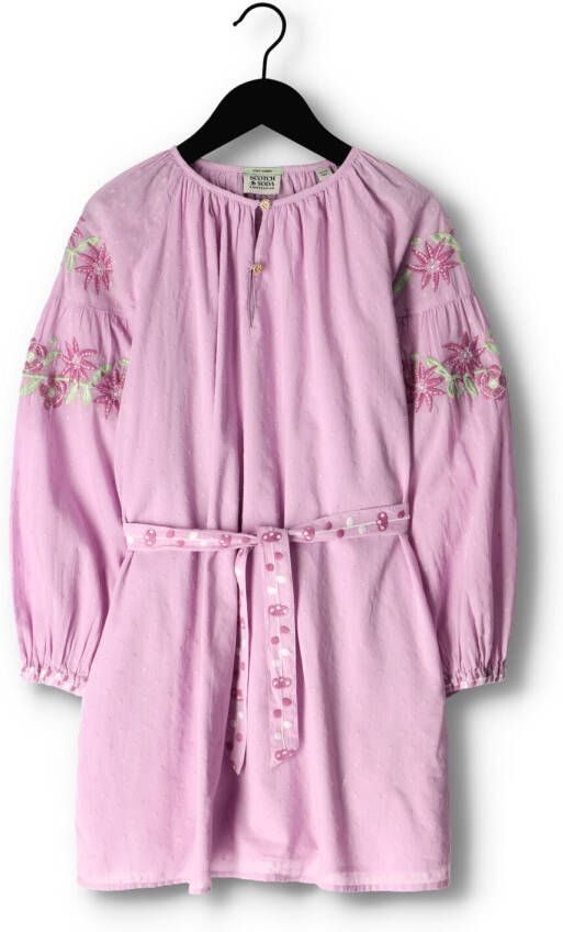 SCOTCH & SODA Meisjes Jurken Long-sleeved Lightweight Flower Embroidery Dress Lila