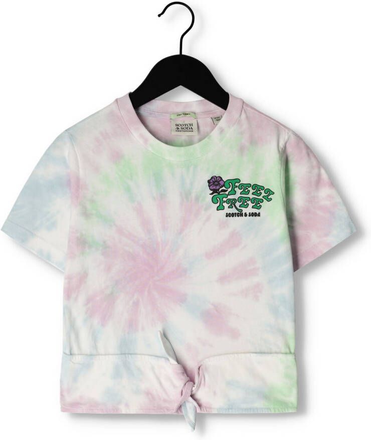 SCOTCH & SODA Meisjes Tops & T-shirts Relaxed-fit Knotted Tie Dye T-shirt Multi