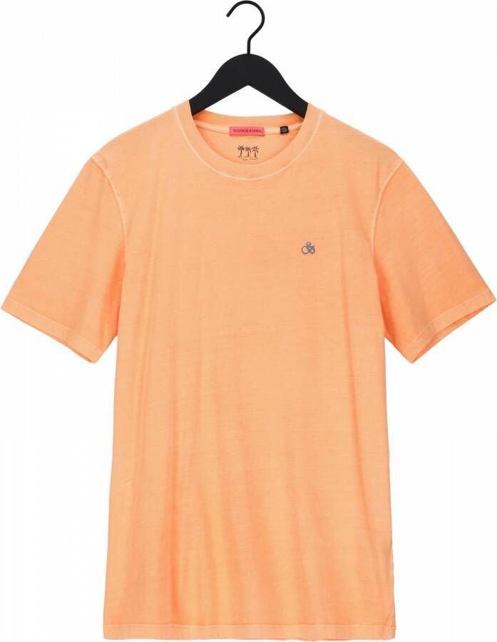 Scotch & Soda Oranje T-shirt Garment-dyed Crewneck Tee With Embroidery Logo