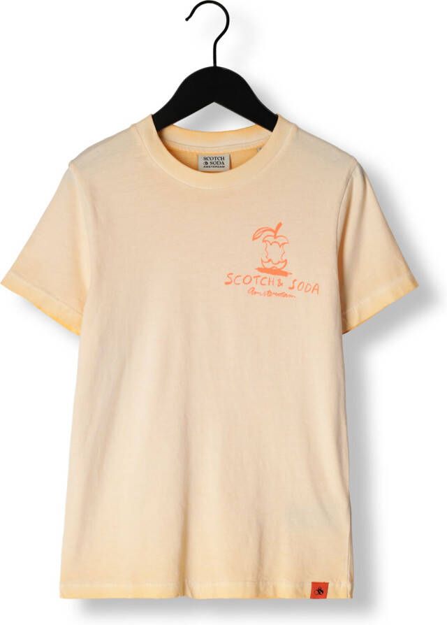 SCOTCH & SODA Jongens Polo's & T-shirts Regular Fit Short Sleeved Washed Artwork Oranje