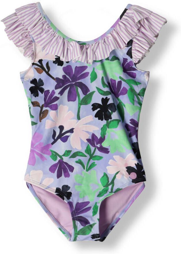 SCOTCH & SODA Meisjes Zwemkleding All-over Printed Contract Ruffle Bathing Suit Paars