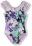 SCOTCH & SODA Meisjes Zwemkleding All-over Printed Contract Ruffle Bathing Suit Paars - Thumbnail 1