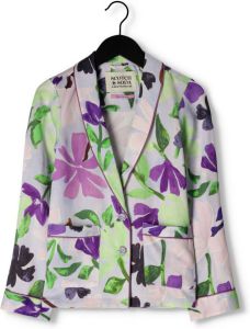 Scotch & Soda Paarse Blazer All Over Printed Double Breasted Drapey Blazer