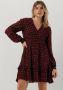 SCOTCH & SODA Dames Jurken Long Sleeved Lurex Jacquard Ruffle Dress With V-neck Rood - Thumbnail 1