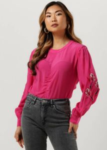 Scotch & Soda top Ruched waist blouse with extended shoulder met borduursels rood