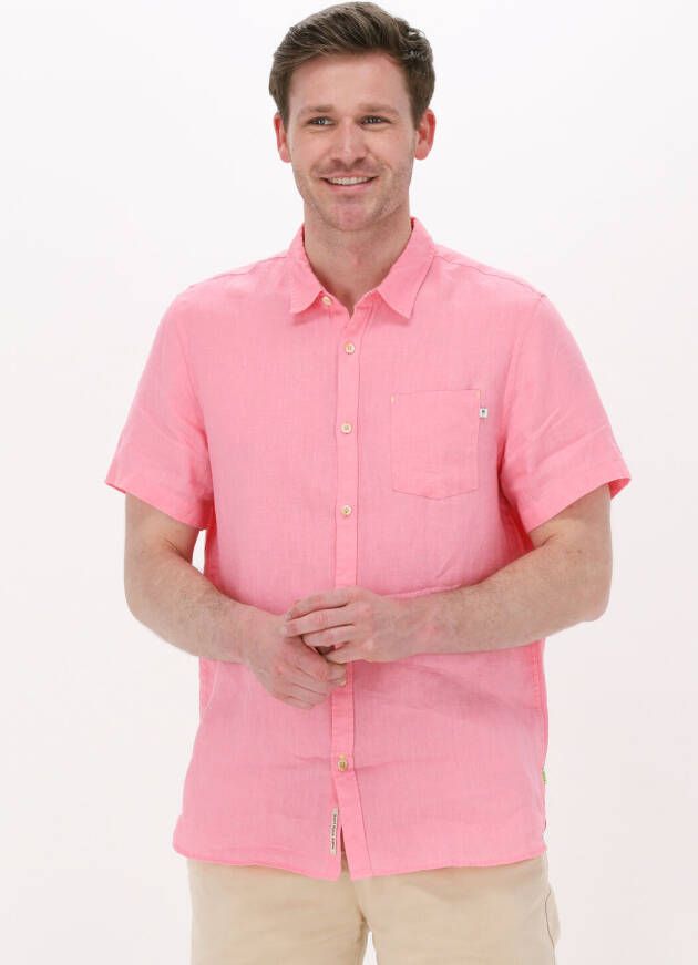 SCOTCH & SODA Heren Overhemden Regular Fit Garment-dyed Linen Shortsleeve Shirt Roze