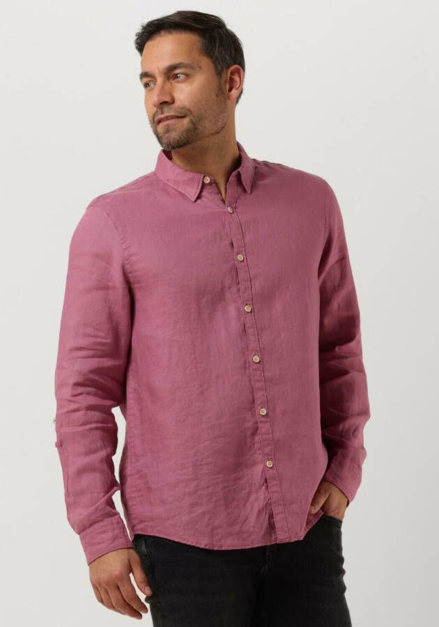 SCOTCH & SODA Heren Overhemden Regular-fit Linen Shirt With Sleeve Roll-up Roze