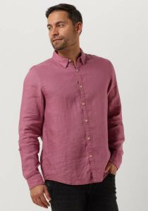 Scotch & Soda Roze Casual Overhemd Regular-fit Linen Shirt With Sleeve Roll-up