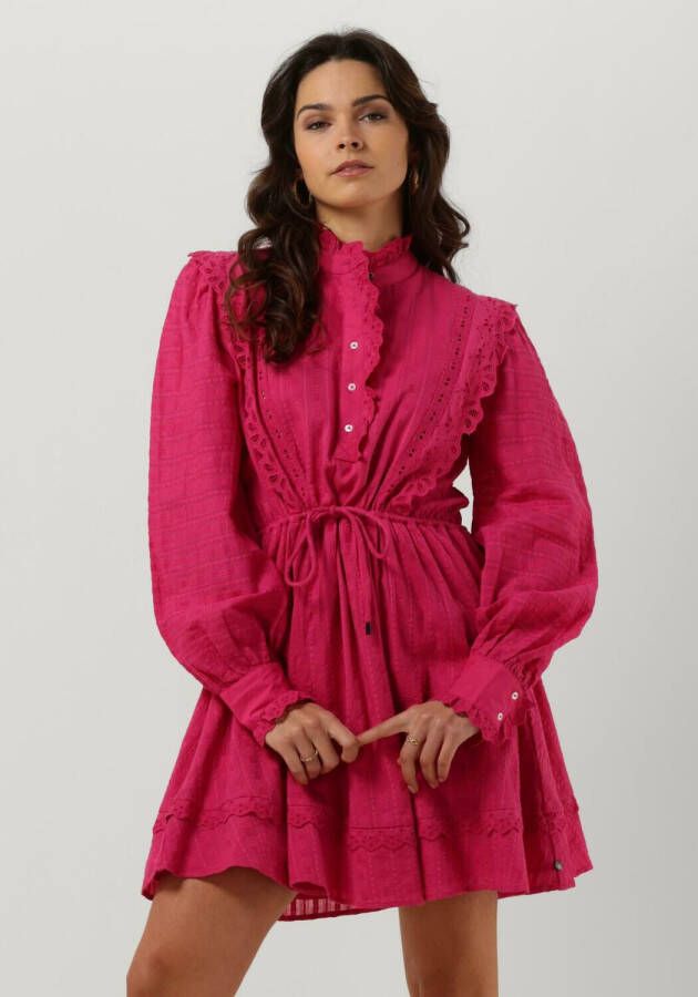Scotch & Soda Roze Mini Jurk Mini Shirt Dress With Lace Detail In Organic Cotton